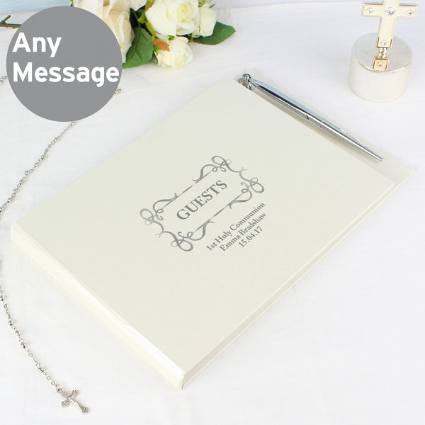 Personalised Swirl Design Hardback Guest Book & Pen in gift category Personalised Guest Book & Pen Sets