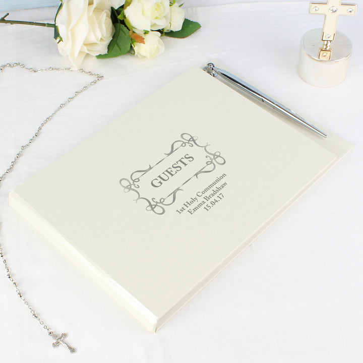 Personalised Swirl Design Hardback Guest Book & Pen in gift category Personalised Guest Book & Pen Sets