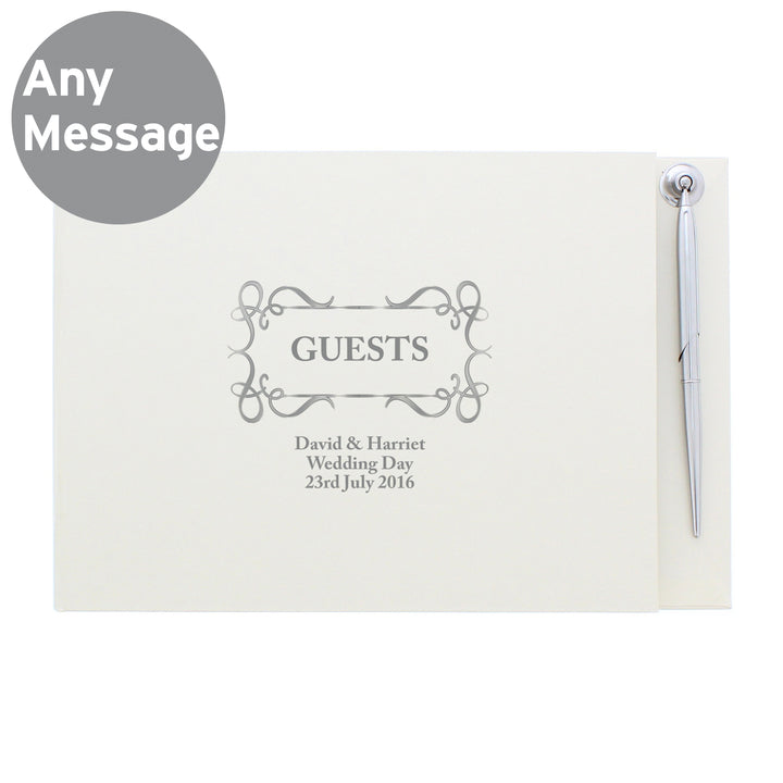 Personalised Swirl Design Hardback Guest Book & Pen in gift category Personalised Guest Book & Pen Sets