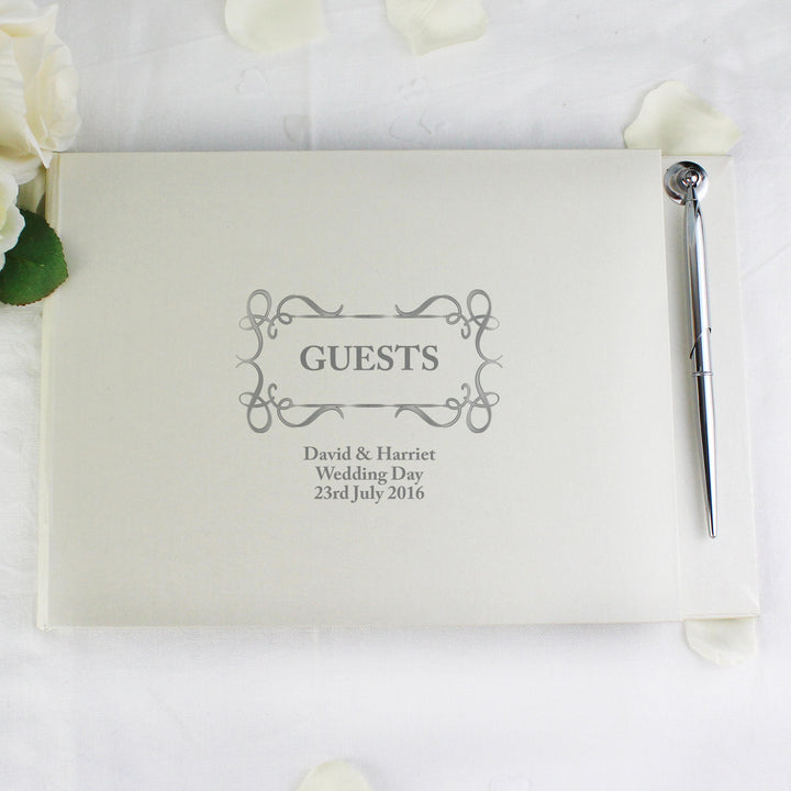 Personalised Swirl Design Hardback Guest Book & Pen in gift category Personalised Guest Book & Pen Sets