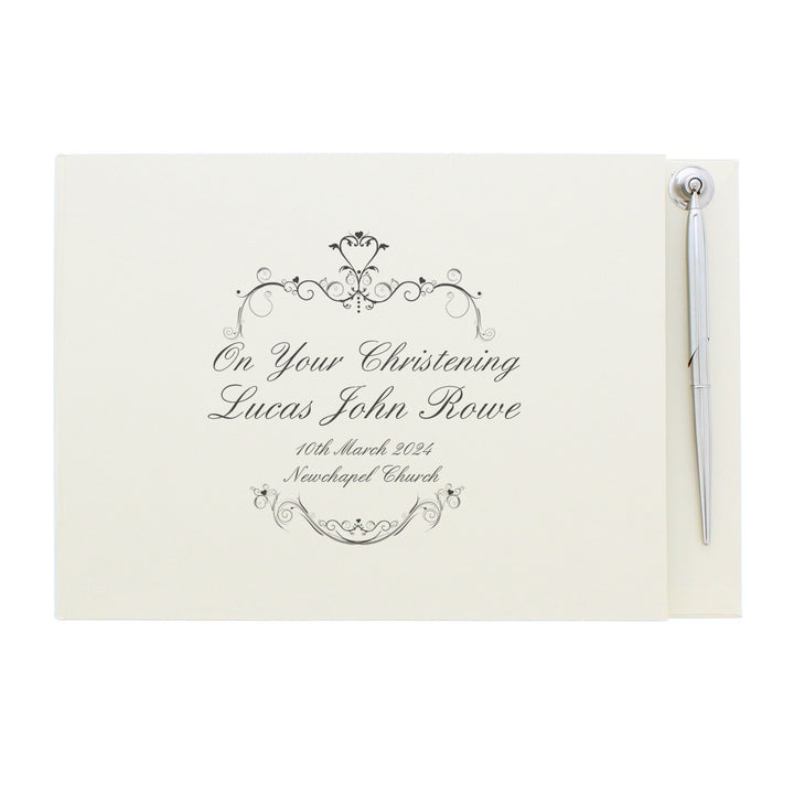 Buy Personalised Ornate Swirl Hardback Guest Book & Pen at www.giftsfinder.co.uk