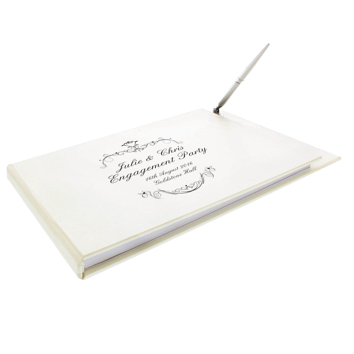 Buy Personalised Ornate Swirl Hardback Guest Book & Pen at www.giftsfinder.co.uk