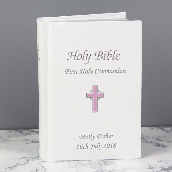 Buy Personalised Pink Cross Bible at www.giftsfinder.co.uk