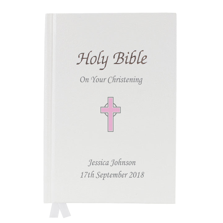 Buy Personalised Pink Cross Bible at www.giftsfinder.co.uk