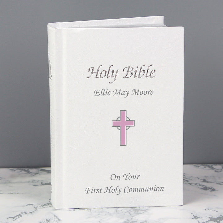 Buy Personalised Pink Cross Bible at www.giftsfinder.co.uk