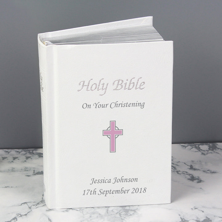 Buy Personalised Pink Cross Bible at www.giftsfinder.co.uk