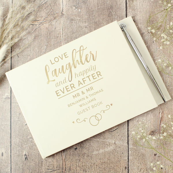 Buy Personalised Happily Ever After Wedding Hardback Guest Book & Pen at www.giftsfinder.co.uk