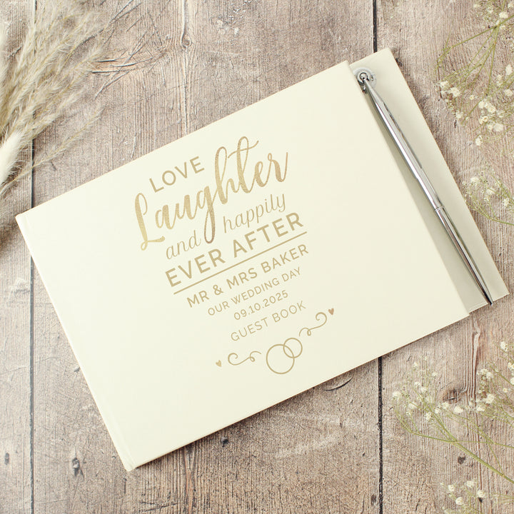 Buy Personalised Happily Ever After Wedding Hardback Guest Book & Pen at www.giftsfinder.co.uk