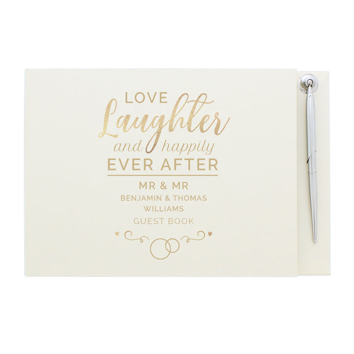 Buy Personalised Happily Ever After Wedding Hardback Guest Book & Pen at www.giftsfinder.co.uk