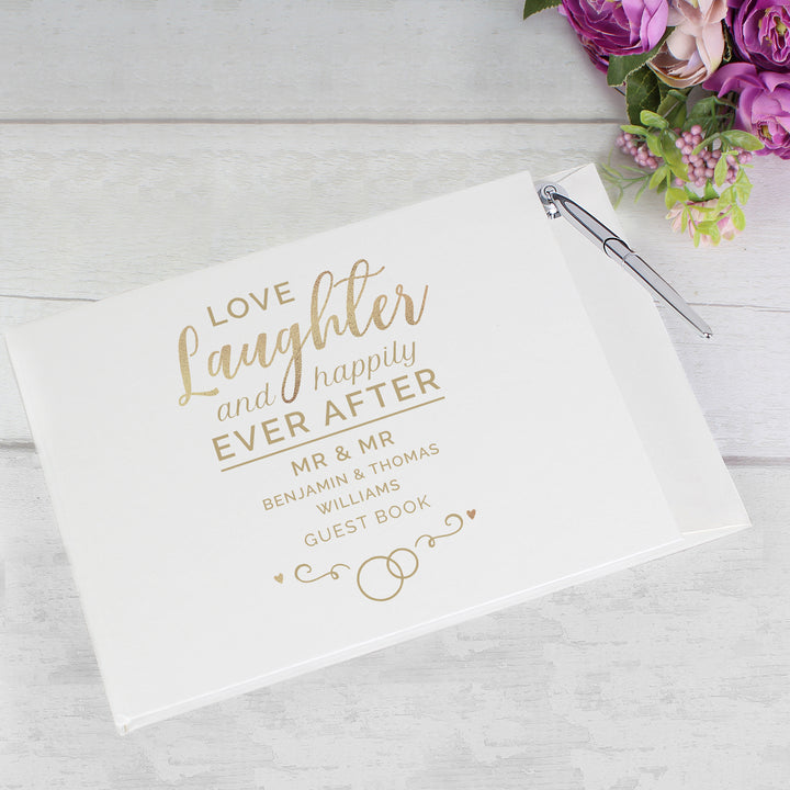 Buy Personalised Happily Ever After Wedding Hardback Guest Book & Pen at www.giftsfinder.co.uk