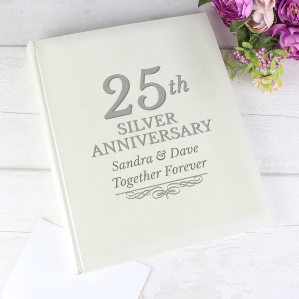 Buy Personalised 25th Silver Anniversary Traditional Photo Album available now at www.giftsfinder.co.uk