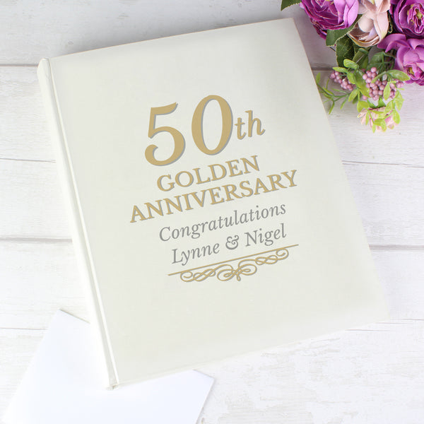 Buy Personalised 50th Golden Anniversary Traditional Photo Album available now at www.giftsfinder.co.uk