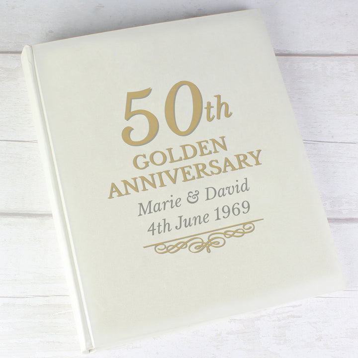 Buy Personalised 50th Golden Anniversary Traditional Photo Album available now at www.giftsfinder.co.uk