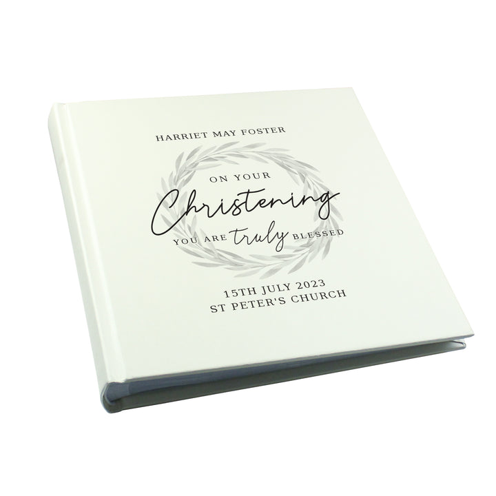 Buy Personalised 'Truly Blessed' Christening Square Photo Album available now at www.giftsfinder.co.uk