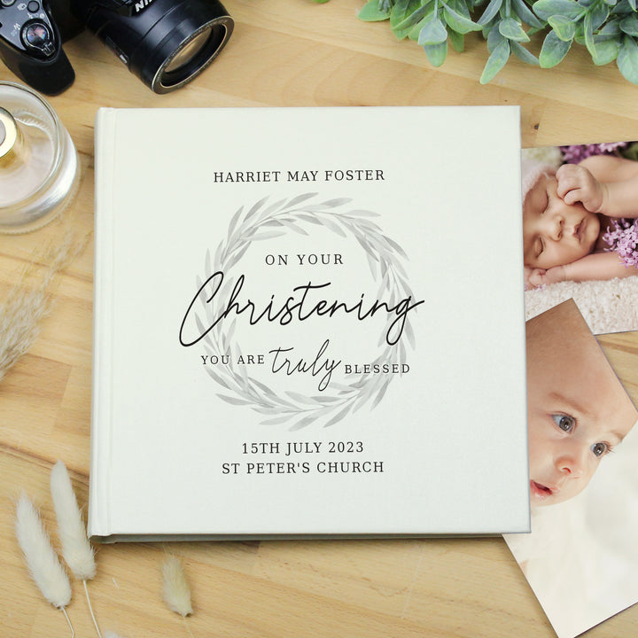 Personalised 'Truly Blessed' Christening Album With Sleeves - part of the Gifts Finder Personalised Christening Gifts collection