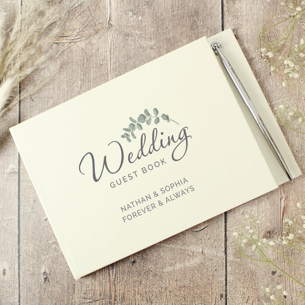 Buy Personalised Botanical Wedding Guest Book & Pen available now at www.giftsfinder.co.uk