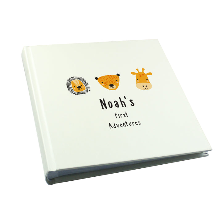 Personalised Scandi Safari Animals Square Photo Album in gift category Personalised Photo Albums