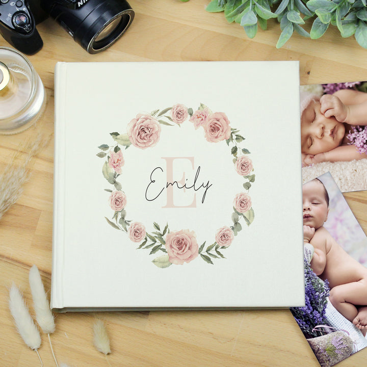 Buy Personalised Floral Wreath Square Photo Album available now at www.giftsfinder.co.uk