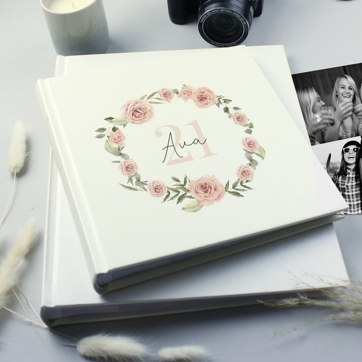 Buy Personalised Floral Wreath Square Photo Album available now at www.giftsfinder.co.uk