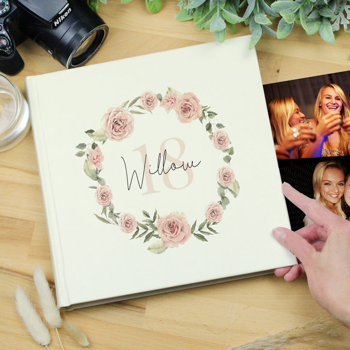 Buy Personalised Floral Wreath Square Photo Album available now at www.giftsfinder.co.uk