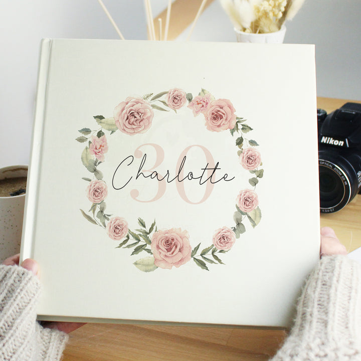 Buy Personalised Floral Wreath Square Photo Album available now at www.giftsfinder.co.uk