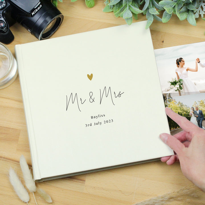 Buy Personalised Gold Heart Couples Square Photo Album available now at www.giftsfinder.co.uk