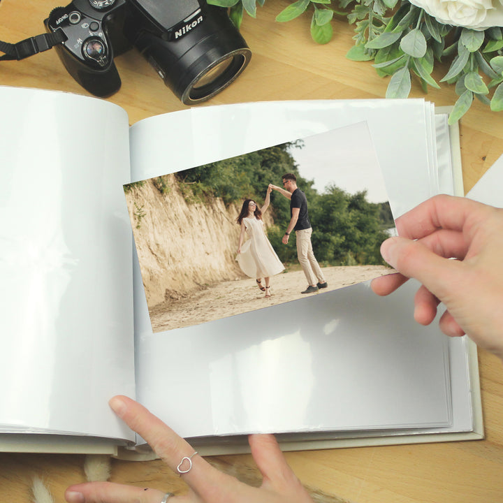 Buy Personalised Gold Heart Couples Square Photo Album available now at www.giftsfinder.co.uk