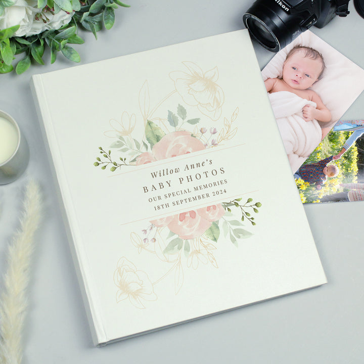 Buy Personalised Floral Watercolour Traditional Photo Album available now at www.giftsfinder.co.uk