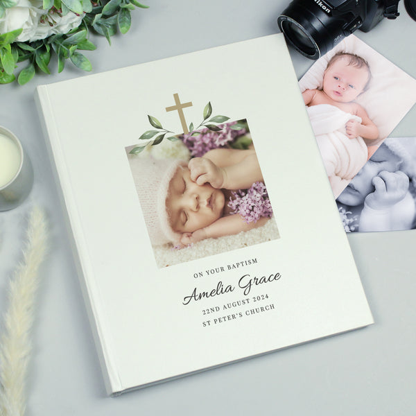 Buy Personalised Christening Photo Upload Traditional Photo Album available now at www.giftsfinder.co.uk