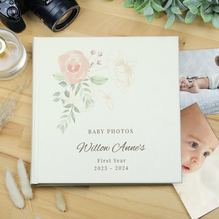 Buy Personalised Floral Square Photo Album available now at www.giftsfinder.co.uk