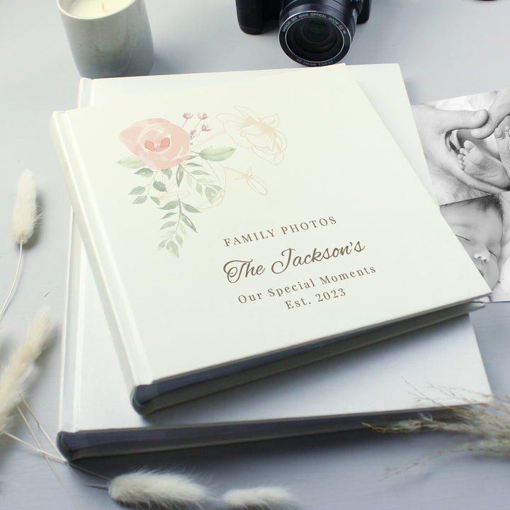 Buy Personalised Floral Square Photo Album available now at www.giftsfinder.co.uk