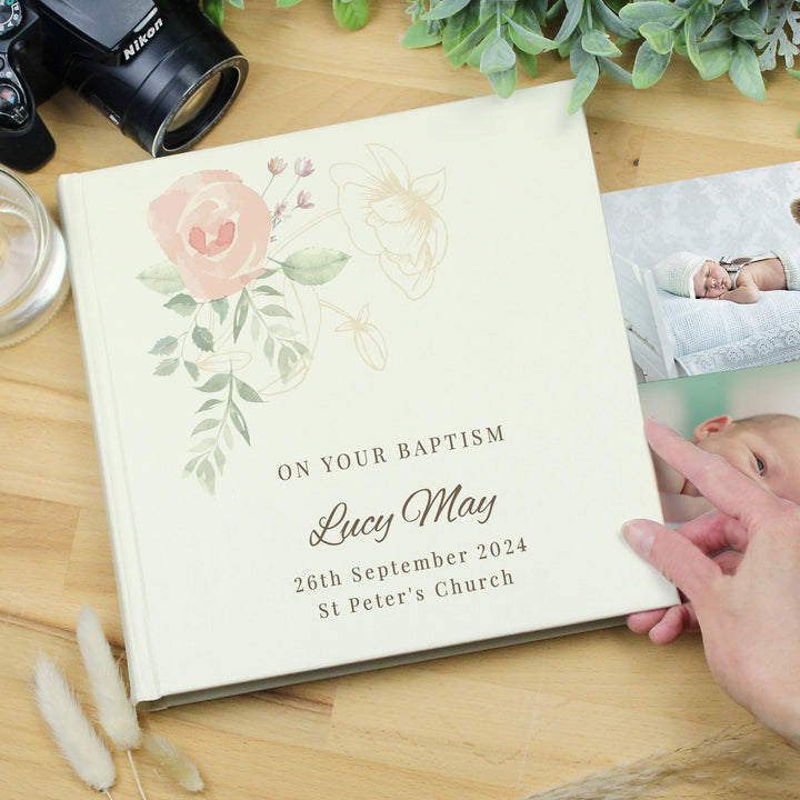 Buy Personalised Floral Square Photo Album available now at www.giftsfinder.co.uk