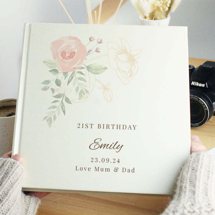 Buy Personalised Floral Square Photo Album available now at www.giftsfinder.co.uk