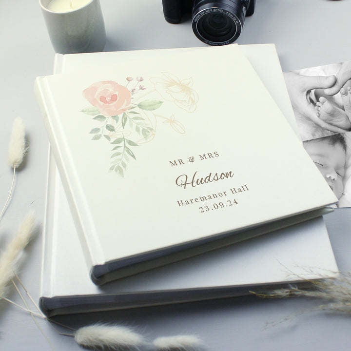 Buy Personalised Floral Square Photo Album available now at www.giftsfinder.co.uk