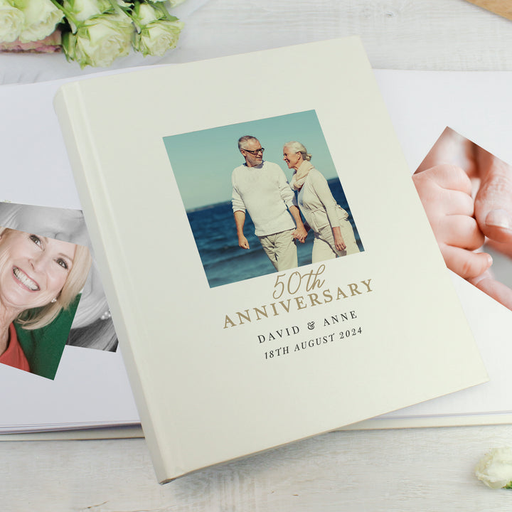 Buy Personalised Photo Upload 50th Anniversary Traditional Photo Album at www.giftsfinder.co.uk