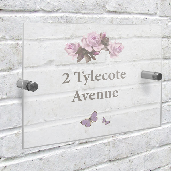 Personalised Vintage Rose Acrylic House Sign - part of the Personalised House Signs & Plaques collection