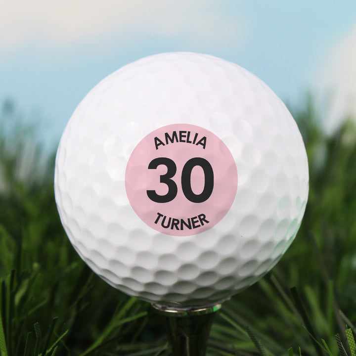 Personalised Pink Big Age Golf Ball - part of the Gifts Finder Personalised Golf Gifts collection