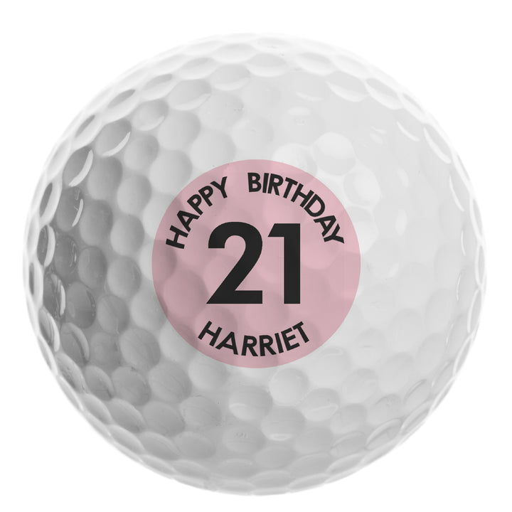 Personalised Pink Big Age Golf Ball - part of the Gifts Finder Personalised Golf Gifts collection