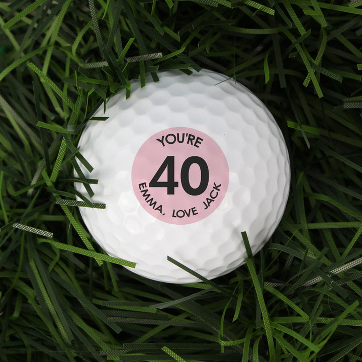 Personalised Pink Big Age Golf Ball - part of the Gifts Finder Personalised Golf Gifts collection