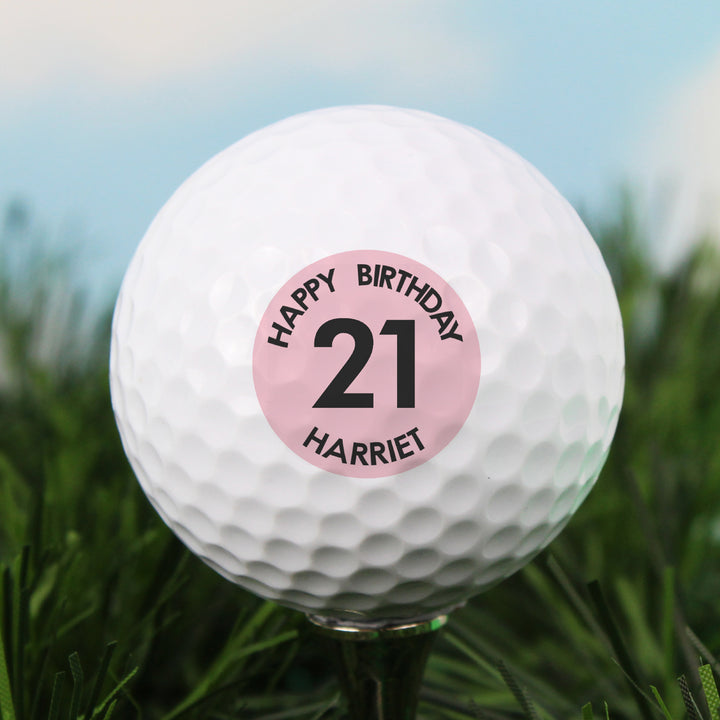 Personalised Pink Big Age Golf Ball - part of the Gifts Finder Personalised Golf Gifts collection