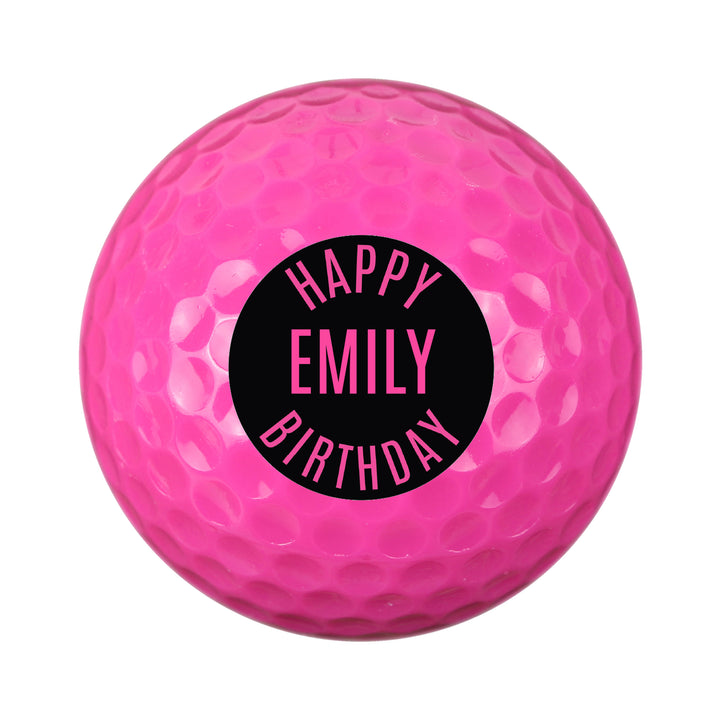 Personalised Happy Birthday Pink Golf Ball - part of the Gifts Finder Personalised Birthday Gifts collection