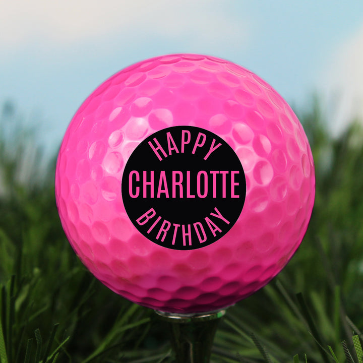 Personalised Happy Birthday Pink Golf Ball - part of the Gifts Finder Personalised Birthday Gifts collection