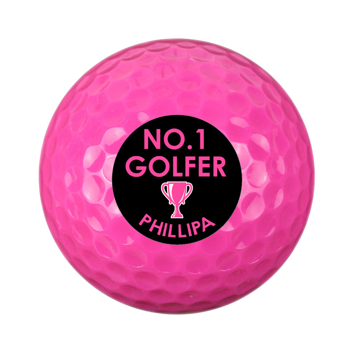 Buy Personalised No.1 Golfer Pink Golf Ball at www.giftsfinder.co.uk