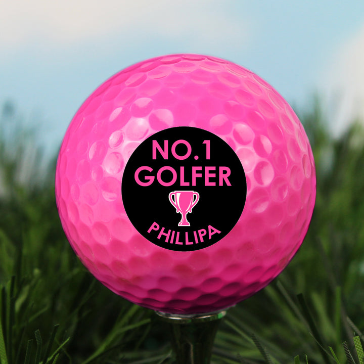 Buy Personalised No.1 Golfer Pink Golf Ball at www.giftsfinder.co.uk