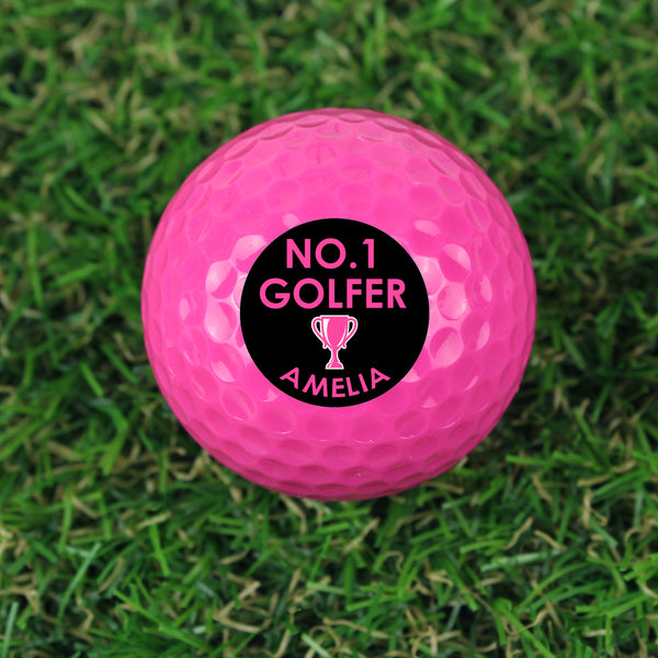 Buy Personalised No.1 Golfer Pink Golf Ball at www.giftsfinder.co.uk