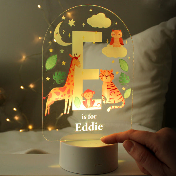 Buy Personalised Animal Alphabet LED Colour Changing Night Light available now at www.giftsfinder.co.uk