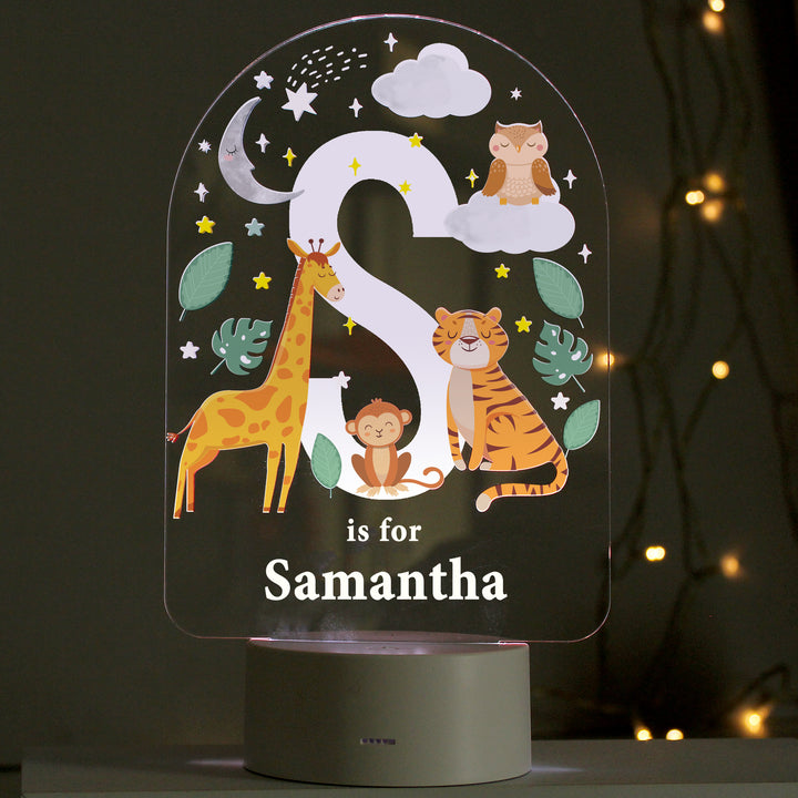 Personalised Animal Alphabet LED Colour Changing Night Light - part of the Gifts Finder Personalised Childrens Night Lights & Lamps collection