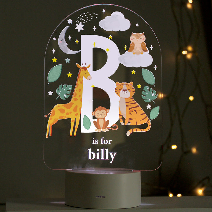 Personalised Animal Alphabet LED Colour Changing Night Light - part of the Gifts Finder Personalised Childrens Night Lights & Lamps collection