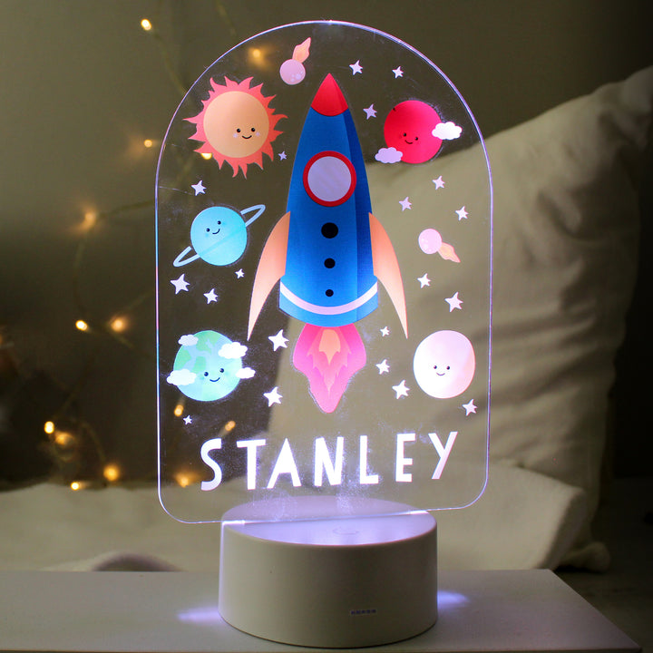 Personalised Space Rocket LED Colour Changing Night Light in gift category Personalised Childrens Night Lights & Lamps