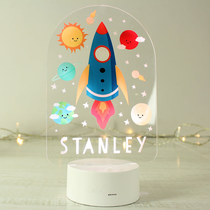 Personalised Space Rocket LED Colour Changing Night Light in gift category Personalised Childrens Night Lights & Lamps